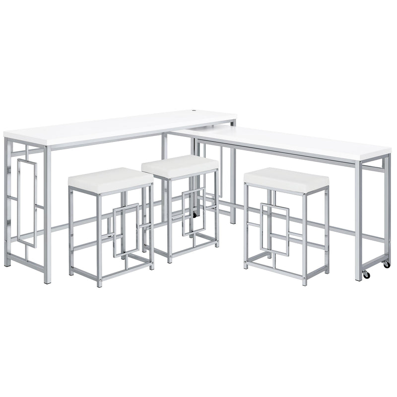 Coaster Furniture Jackson 182715 5-Piece Multipurpose Counter Height Table Set - White/Chrome IMAGE 4