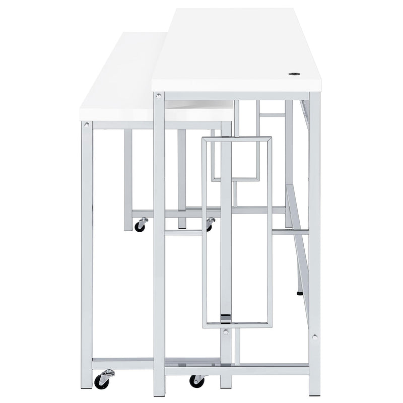Coaster Furniture Jackson 182715 5-Piece Multipurpose Counter Height Table Set - White/Chrome IMAGE 6
