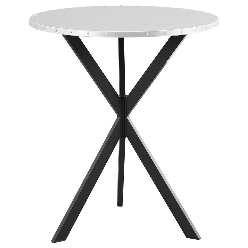 Coaster Furniture Kenzo 182861 Round Metal Top Bar Table - Silver/Sandy Black IMAGE 1