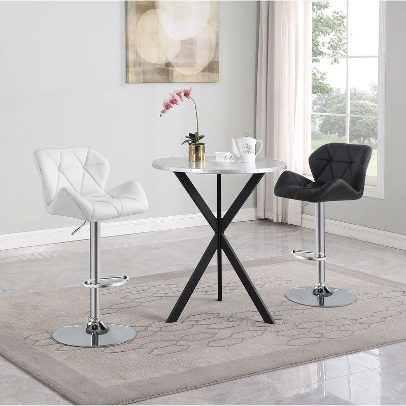 Coaster Furniture Kenzo 182861 Round Metal Top Bar Table - Silver/Sandy Black IMAGE 2