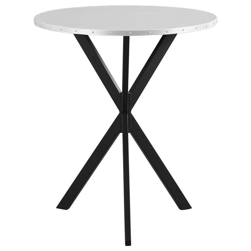 Coaster Furniture Kenzo 182861 Round Metal Top Bar Table - Silver/Sandy Black IMAGE 3