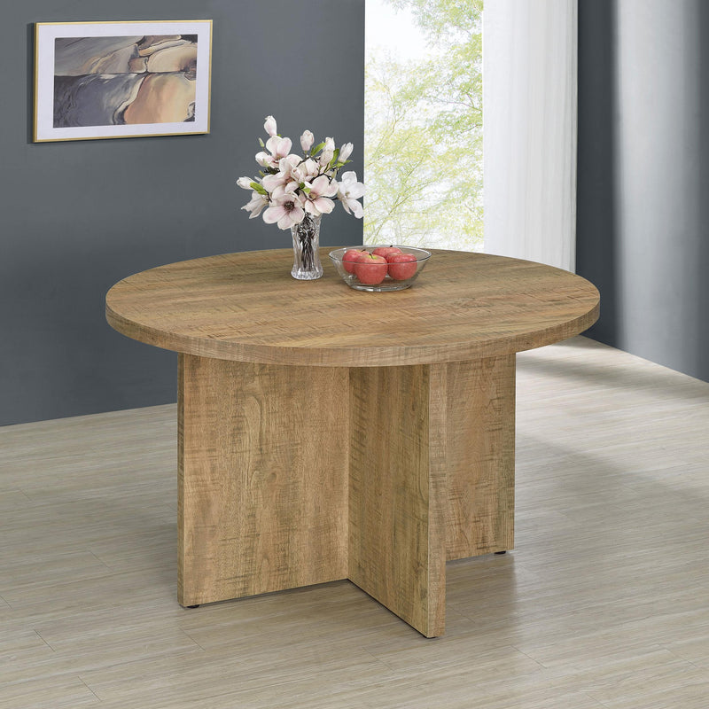 Coaster Furniture Jamestown 183021 Round Engineered Wood Dining Table With Decorative Laminate Mango Brown IMAGE 2