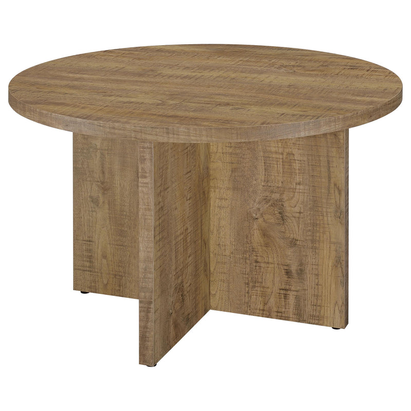 Coaster Furniture Jamestown 183021 Round Engineered Wood Dining Table With Decorative Laminate Mango Brown IMAGE 4