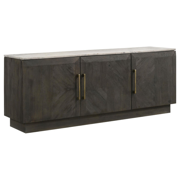 Coaster Furniture Dennis 190655 3-door Marble Top Dining Sideboard Server - White/Tobacco Grey IMAGE 1