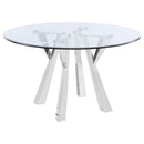 Coaster Furniture Alaia 190710 Round Glass Top Dining Table - Clear/Chrome IMAGE 1