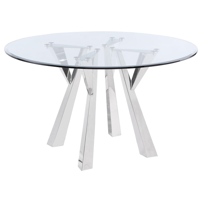 Coaster Furniture Alaia 190710 Round Glass Top Dining Table - Clear/Chrome IMAGE 1