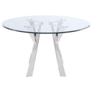 Coaster Furniture Alaia 190710 Round Glass Top Dining Table - Clear/Chrome IMAGE 3