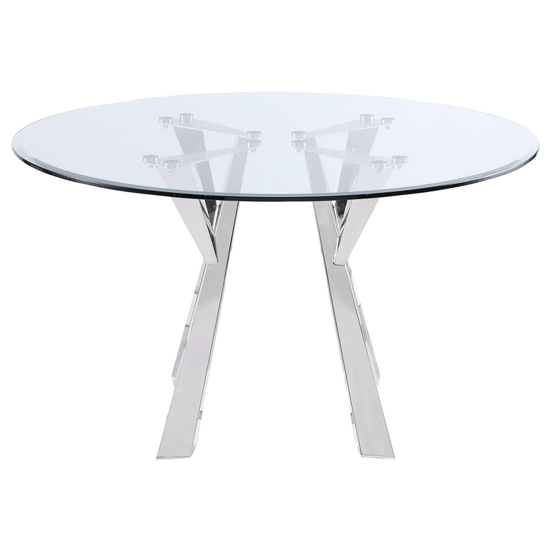 Coaster Furniture Alaia 190710 Round Glass Top Dining Table - Clear/Chrome IMAGE 3