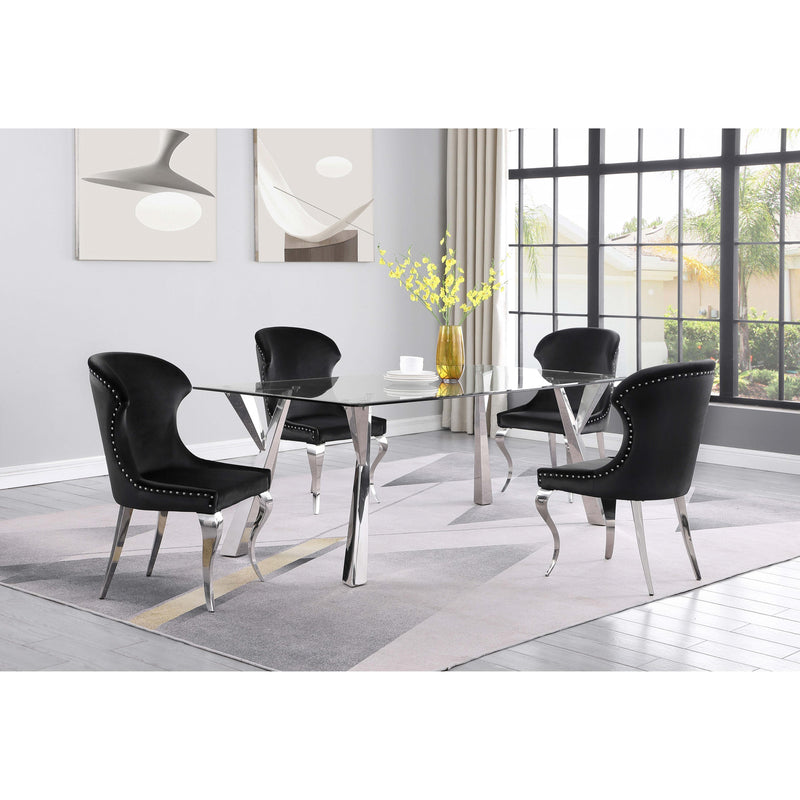 Coaster Furniture Cheyanne 190742 Upholstered Wingback Side Chair with Nailhead Trim - Chrome/Black IMAGE 10