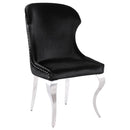 Coaster Furniture Cheyanne 190742 Upholstered Wingback Side Chair with Nailhead Trim - Chrome/Black IMAGE 1