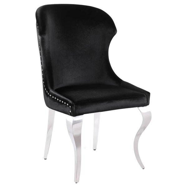 Coaster Furniture Cheyanne 190742 Upholstered Wingback Side Chair with Nailhead Trim - Chrome/Black IMAGE 1