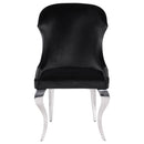 Coaster Furniture Cheyanne 190742 Upholstered Wingback Side Chair with Nailhead Trim - Chrome/Black IMAGE 3