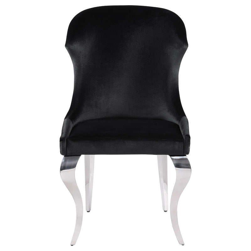 Coaster Furniture Cheyanne 190742 Upholstered Wingback Side Chair with Nailhead Trim - Chrome/Black IMAGE 3