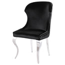 Coaster Furniture Cheyanne 190742 Upholstered Wingback Side Chair with Nailhead Trim - Chrome/Black IMAGE 4