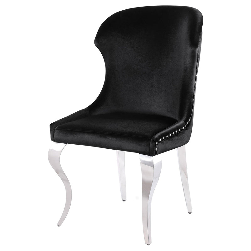 Coaster Furniture Cheyanne 190742 Upholstered Wingback Side Chair with Nailhead Trim - Chrome/Black IMAGE 4
