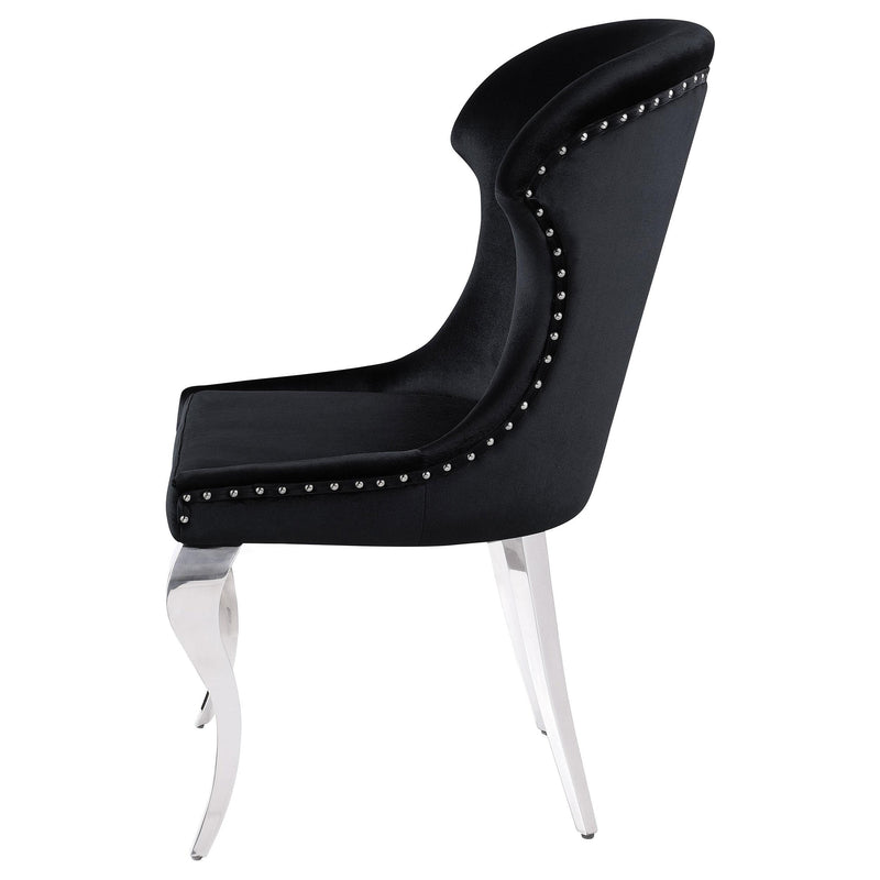 Coaster Furniture Cheyanne 190742 Upholstered Wingback Side Chair with Nailhead Trim - Chrome/Black IMAGE 5