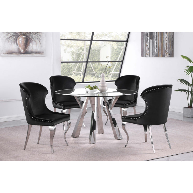 Coaster Furniture Cheyanne 190742 Upholstered Wingback Side Chair with Nailhead Trim - Chrome/Black IMAGE 9