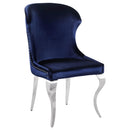Coaster Furniture Cheyanne 190745 Upholstered Wingback Side Chair with Nailhead Trim - Chrome/Ink Blue IMAGE 1