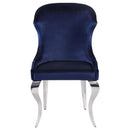 Coaster Furniture Cheyanne 190745 Upholstered Wingback Side Chair with Nailhead Trim - Chrome/Ink Blue IMAGE 3