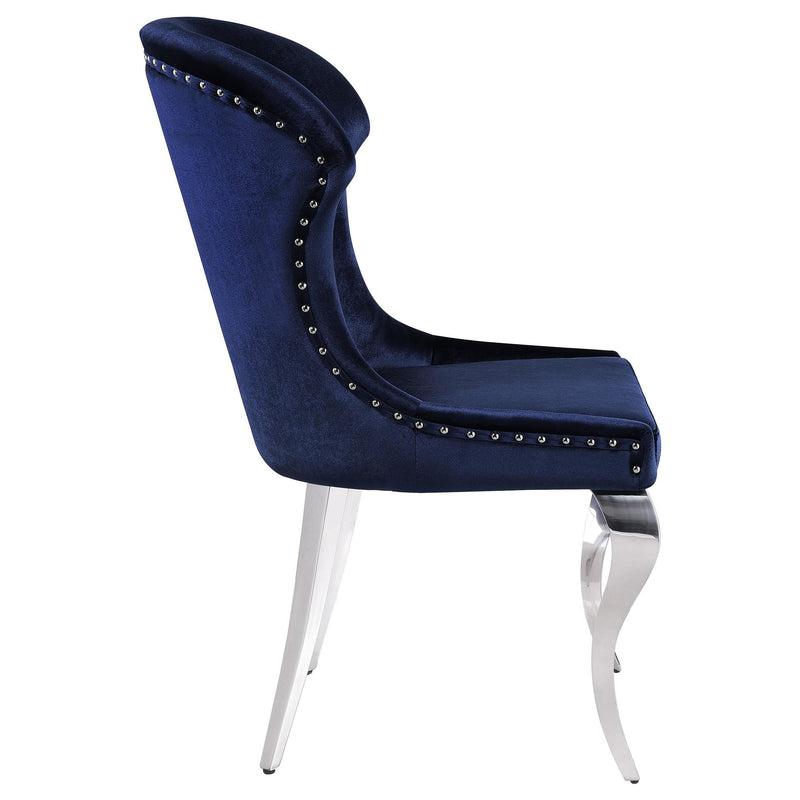 Coaster Furniture Cheyanne 190745 Upholstered Wingback Side Chair with Nailhead Trim - Chrome/Ink Blue IMAGE 8