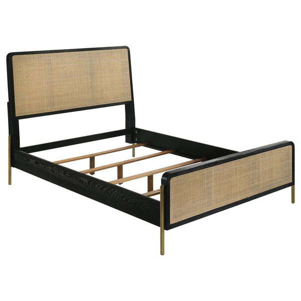 Coaster Furniture Arini 224330KE Eastern King Bed with Woven Rattan Headboard - Black/Natural IMAGE 1