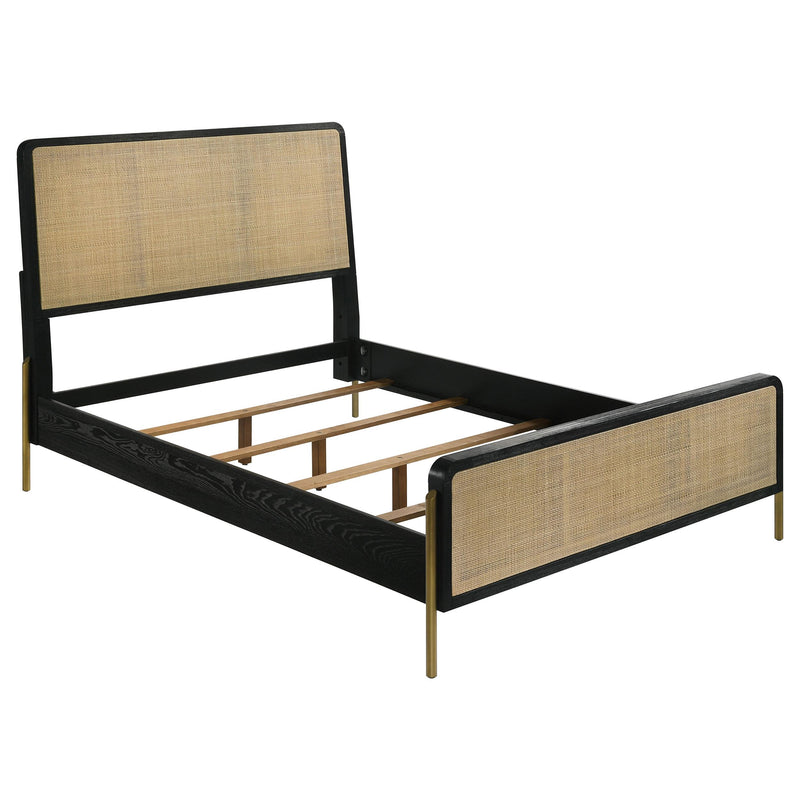 Coaster Furniture Arini 224330KE Eastern King Bed with Woven Rattan Headboard - Black/Natural IMAGE 1