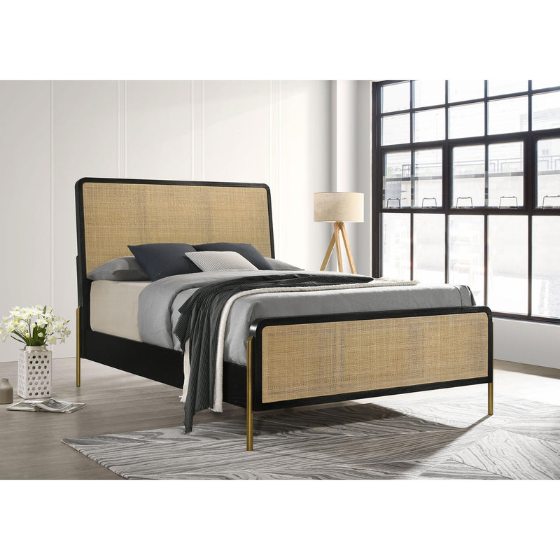 Coaster Furniture Arini 224330KE Eastern King Bed with Woven Rattan Headboard - Black/Natural IMAGE 2