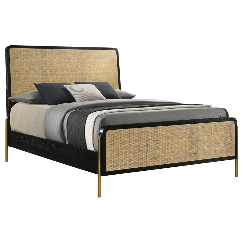 Coaster Furniture Arini 224330KE Eastern King Bed with Woven Rattan Headboard - Black/Natural IMAGE 3