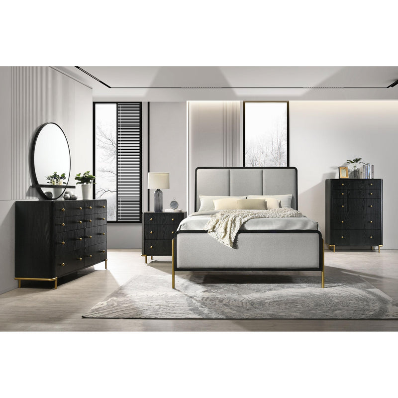 Coaster Furniture Arini 224331KE Eastern King Bed With Upholstered Headboard - Black/Grey IMAGE 5