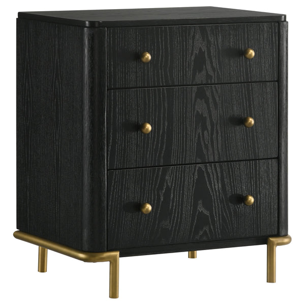 Coaster Furniture Arini 224332 3-Drawer Nightstand Bedside Table with USB Outlet - Black IMAGE 1