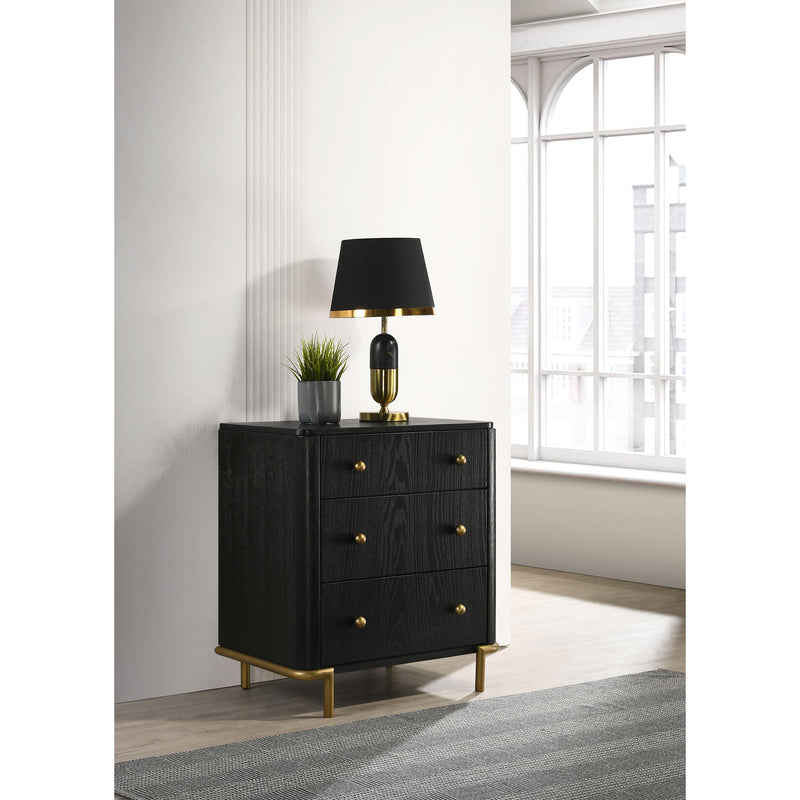 Coaster Furniture Arini 224332 3-Drawer Nightstand Bedside Table with USB Outlet - Black IMAGE 2