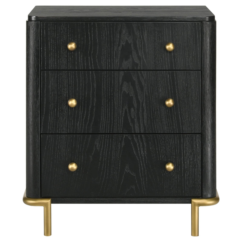 Coaster Furniture Arini 224332 3-Drawer Nightstand Bedside Table with USB Outlet - Black IMAGE 3