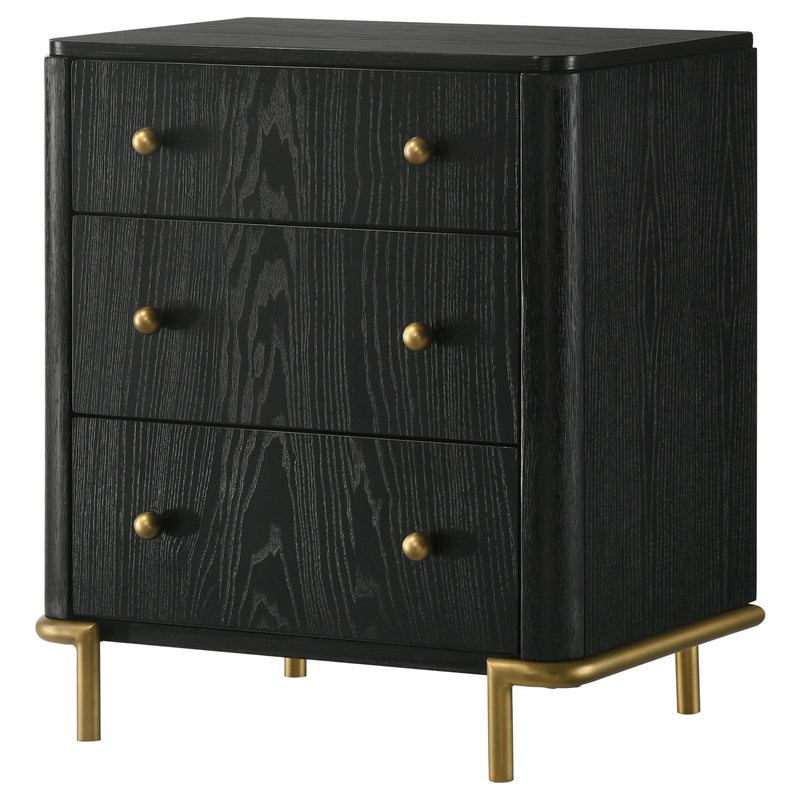 Coaster Furniture Arini 224332 3-Drawer Nightstand Bedside Table with USB Outlet - Black IMAGE 4