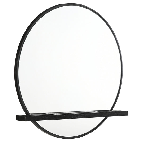 Coaster Furniture Arini 224334 Round Dresser Mirror with Shelf - Black IMAGE 1