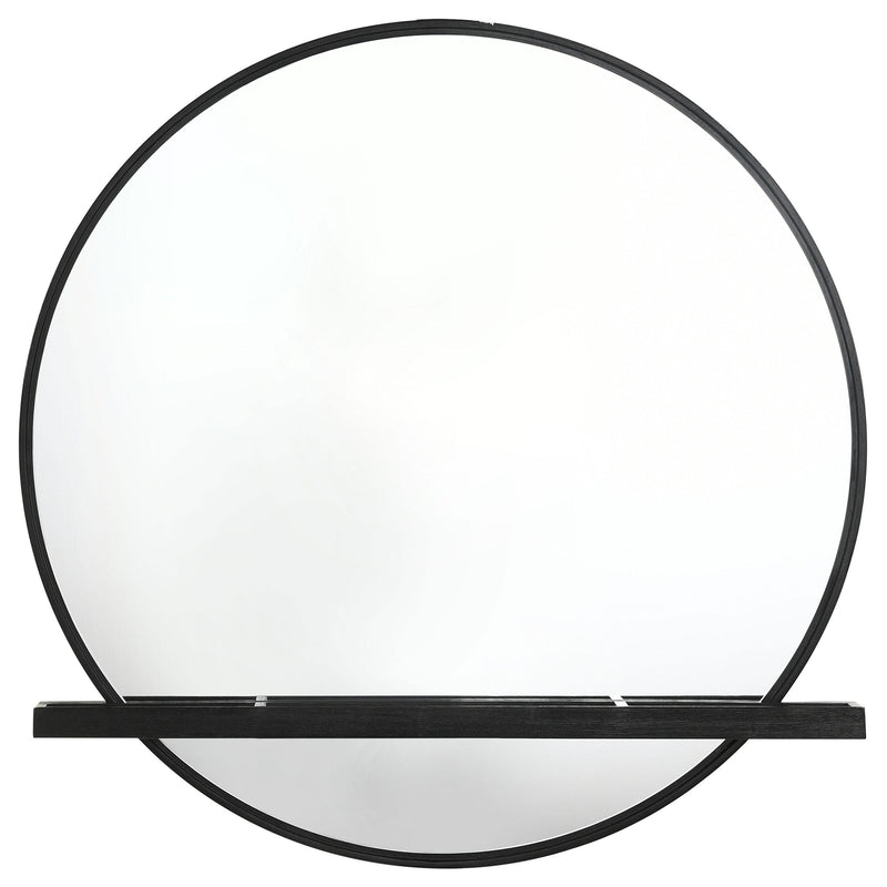 Coaster Furniture Arini 224334 Round Dresser Mirror with Shelf - Black IMAGE 3
