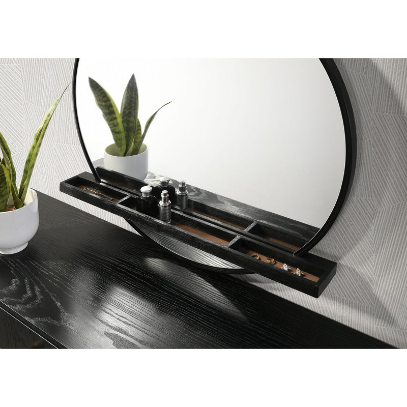 Coaster Furniture Arini 224334 Round Dresser Mirror with Shelf - Black IMAGE 6