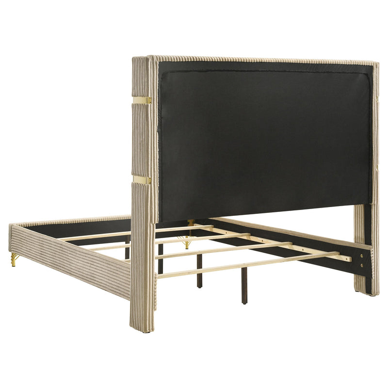 Coaster Furniture Lucia 224731KE Upholstered Eastern King Wingback Panel Bed - Beige IMAGE 3