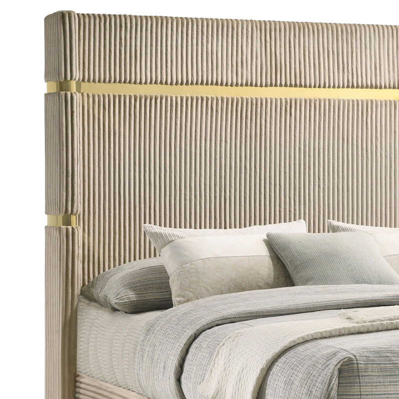 Coaster Furniture Lucia 224731KE Upholstered Eastern King Wingback Panel Bed - Beige IMAGE 6