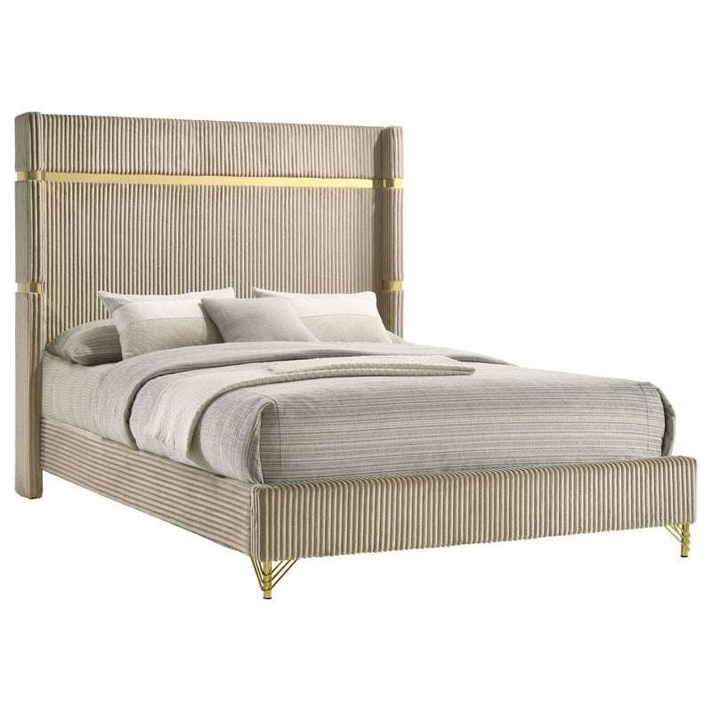 Coaster Furniture Lucia 224731Q Upholstered Queen Wingback Panel Bed - Beige IMAGE 4