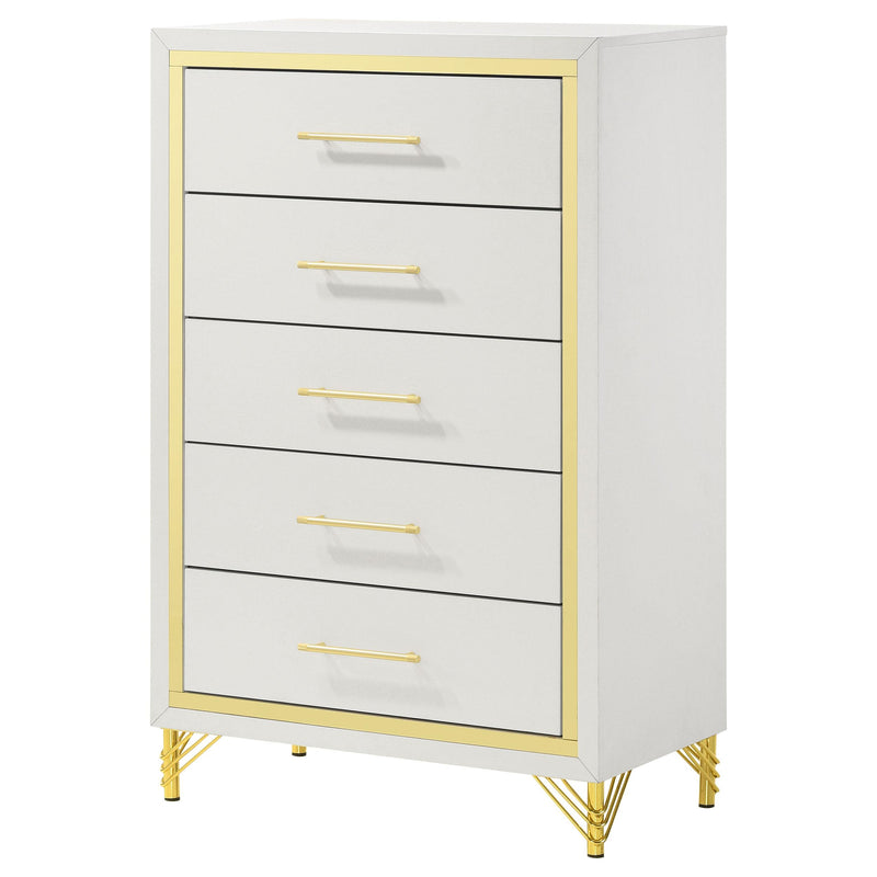 Coaster Furniture Lucia 224735 5-Drawer Bedroom Chest - White IMAGE 4