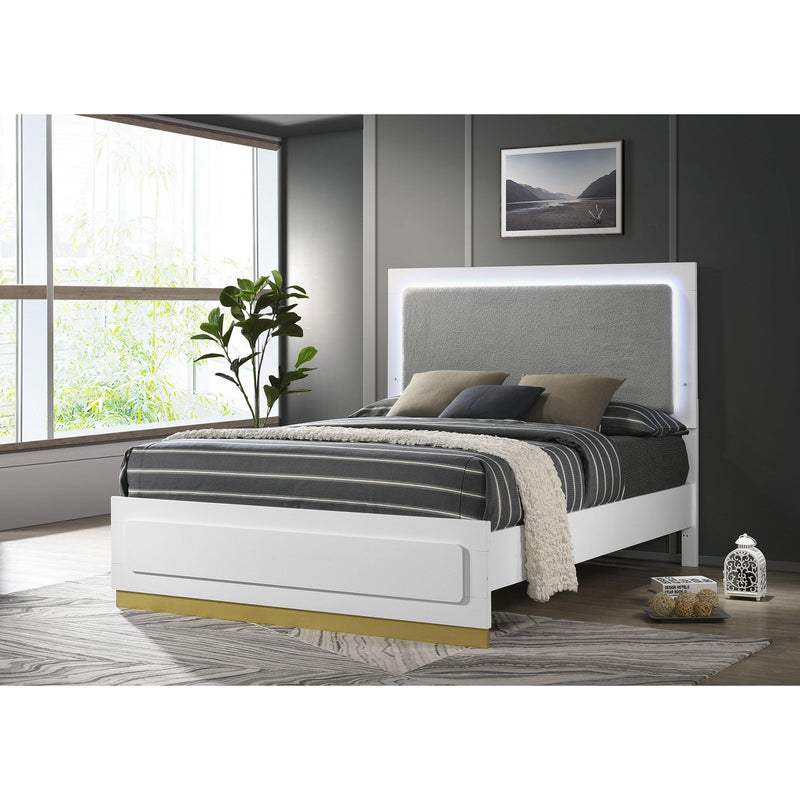 Coaster Furniture Caraway 224771KE Eastern King Bed with LED Headboard - White/Grey IMAGE 2