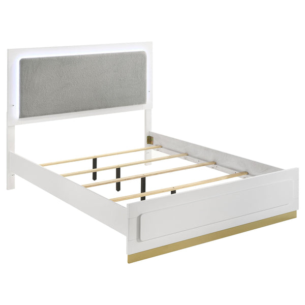 Coaster Furniture Caraway 224771KW California King Bed with LED Headboard - White/Grey IMAGE 1