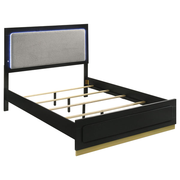 Coaster Furniture Caraway 224781Q Queen Bed With LED Headboard - Black/Grey IMAGE 1
