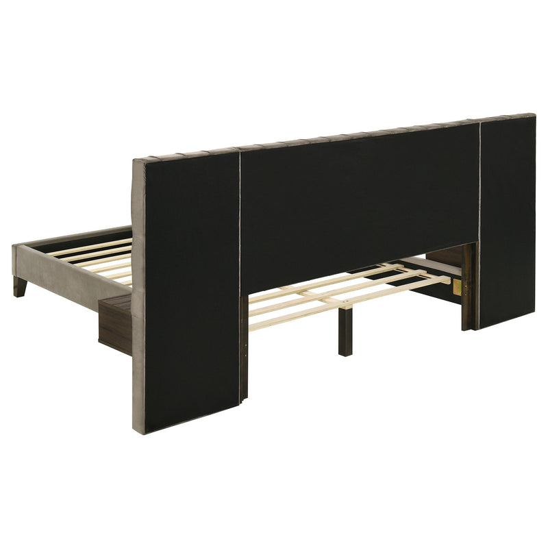 Coaster Furniture Marley 300833KE Upholstered Eastern King Platform Bed with Headboard Panels - Light Brown IMAGE 5