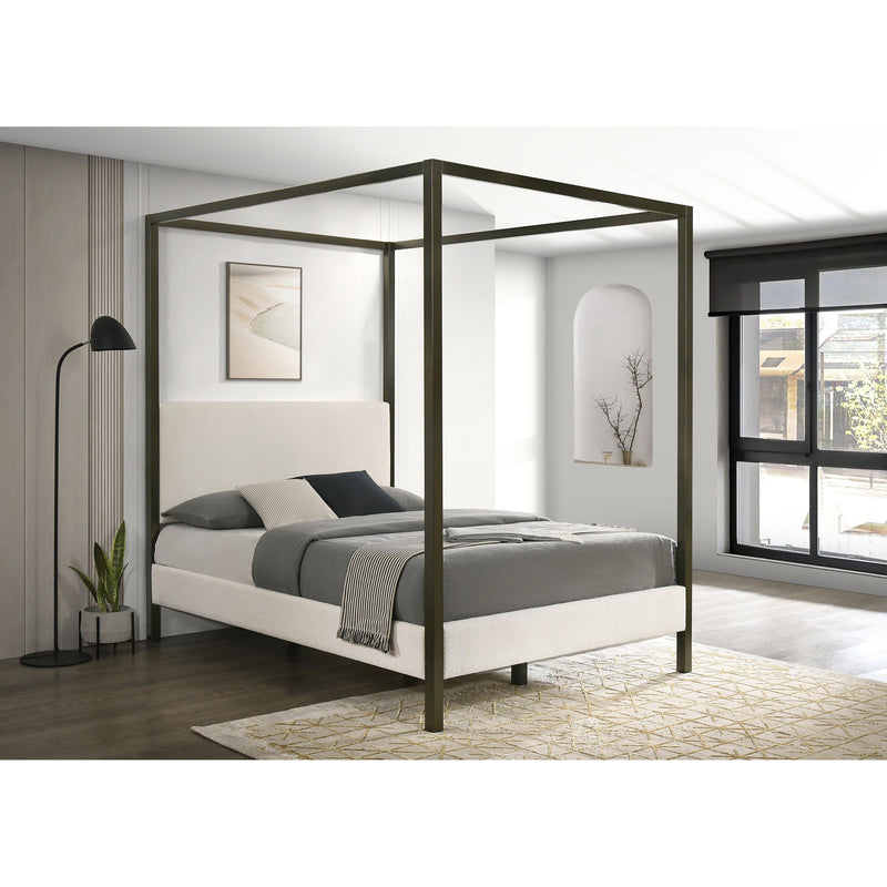 Coaster Furniture Monroe 300834Q Upholstered Queen Canopy Platform Bed - Vanilla/Black IMAGE 2