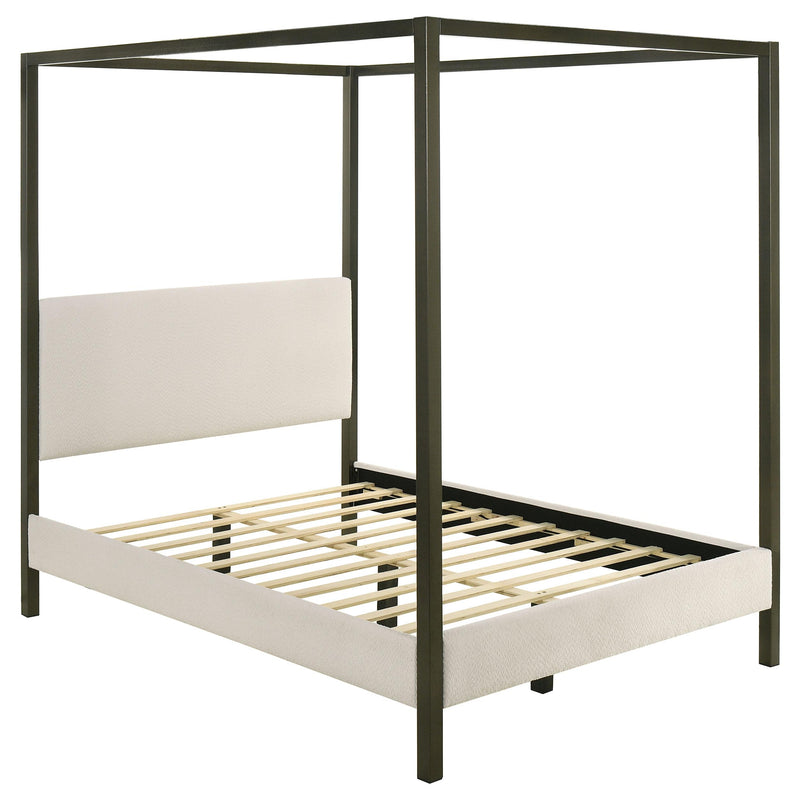 Coaster Furniture Monroe 300834Q Upholstered Queen Canopy Platform Bed - Vanilla/Black IMAGE 3