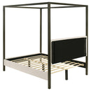 Coaster Furniture Monroe 300834Q Upholstered Queen Canopy Platform Bed - Vanilla/Black IMAGE 4