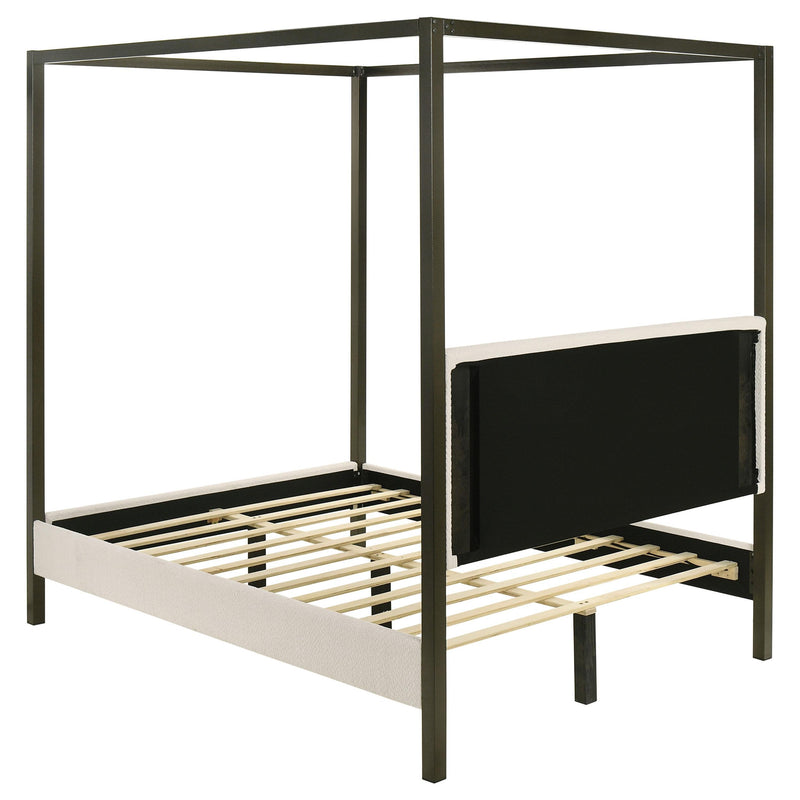 Coaster Furniture Monroe 300834Q Upholstered Queen Canopy Platform Bed - Vanilla/Black IMAGE 4