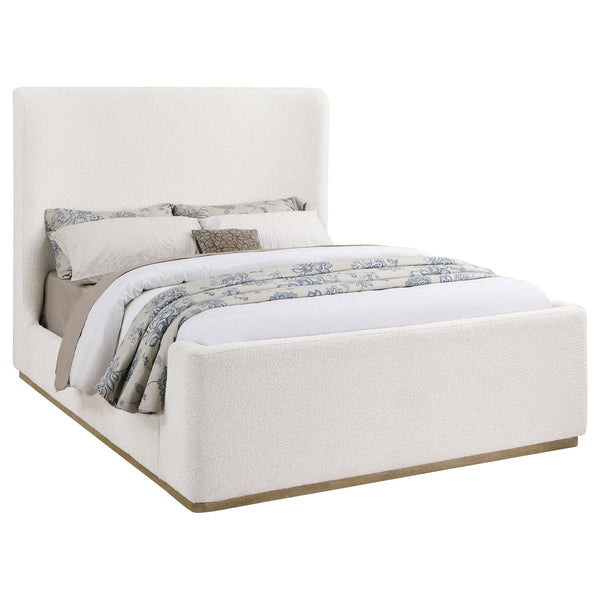 Coaster Furniture Nala 302046KE Upholstered Eastern King Wingback Platform Sleigh Bed - Cream IMAGE 1