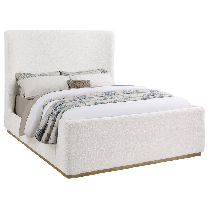 Coaster Furniture Nala 302046KE Upholstered Eastern King Wingback Platform Sleigh Bed - Cream IMAGE 1